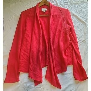 Cynthia Rowley Size Large 100% 2 ply Cashmere Pink Melon Long‎ Sleeve Cardigan
